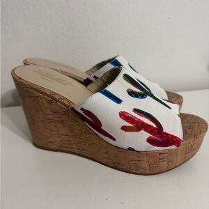 Ariat Unbridled South Western Cactus Platform Cork Wedge Sandals